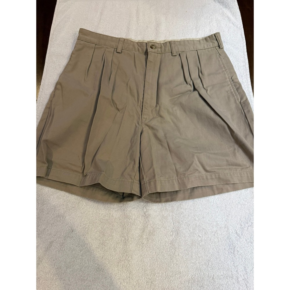 Polo Ralph Lauren Mens Pleated Chino Shorts Tan Khaki Cotton 34 6 Inch Inseam